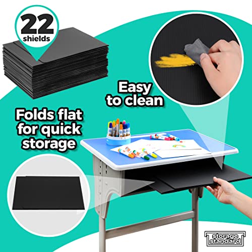 22-Pack Desk Dividers for Students - Durable & Waterproof Plastic Study Carrel Divider, Classroom Folders Teacher Supplies, Easy-to-Clean Plastic Privacy Shield Folder Boards for Student Desks, Black