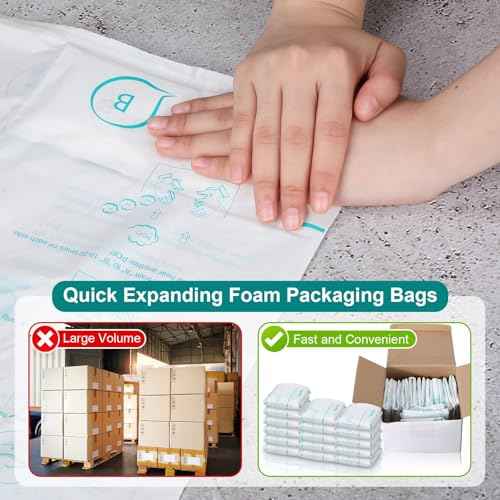 16 Pack 16'' x 14'' Expanding Packing Foam for PC, Electronics, Fragile and Irregular Items, Instant Pack Foam Bag for Shipping, Rapid Expansion, Easy to Use