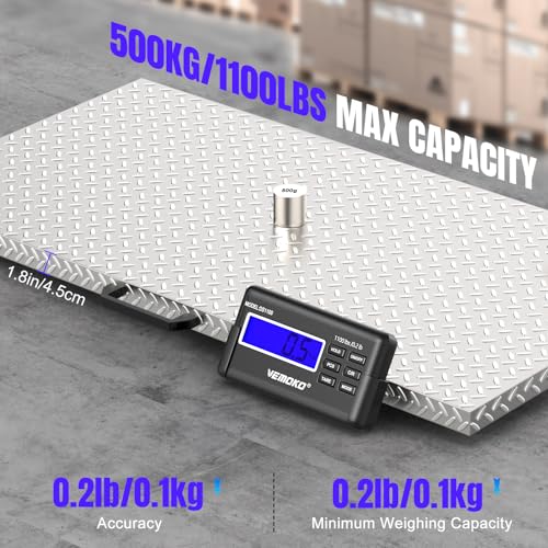 Vemoko 1100lb Capacity Large Dog Livestock Scale 40.7x20.9 Inch Stainless Steel