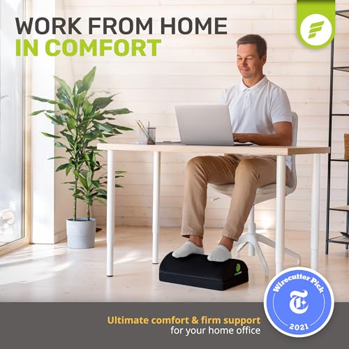 ErgoFoam Adjustable Foot Rest for Under Desk – Black Velvet, Tall