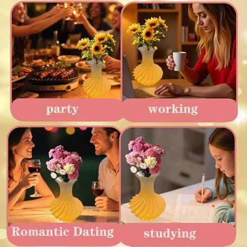 3D Printed Vase Shape Table Lamp - USB Bedside Decor, Warm Glow Night Light, One-Touch Control, Home Office Gift
