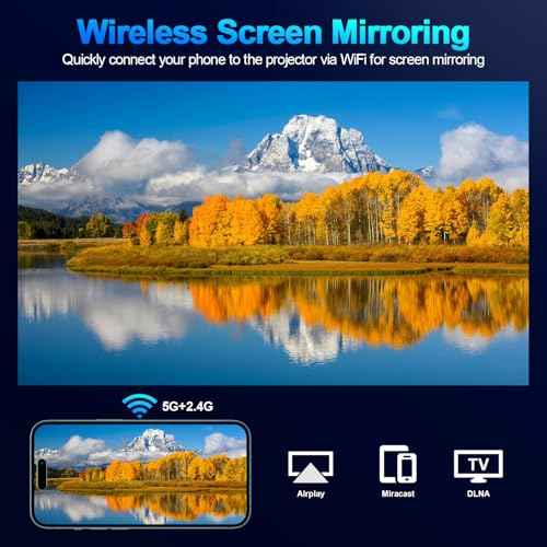 5G WiFi & Bluetooth 1080P Portable Projector, 16000LM, 50% Zoom, Outdoor Movie Projector for Phone/Laptop/TV Stick/DVD/USB/HDMI