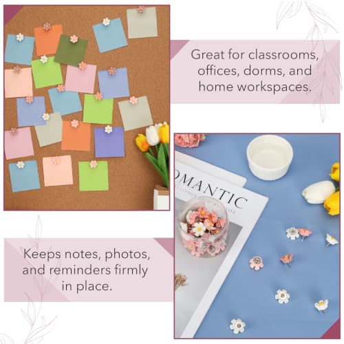 Mr. Pen Flower Push Pins, 40 Pack Decorative Thumb Tacks for Bulletin Boards