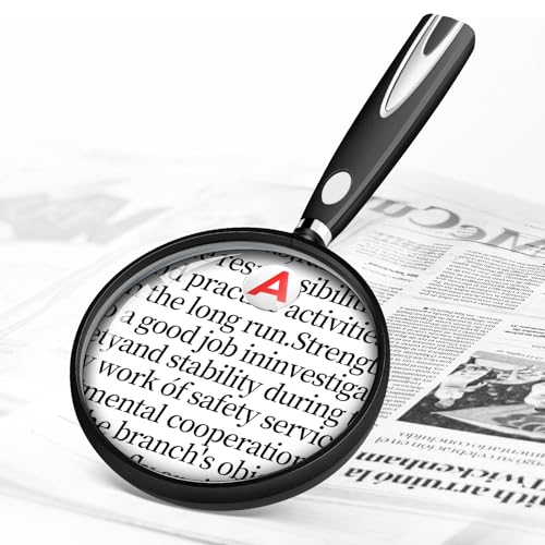 Black 10X-30X Handheld Magnifying Glass 90mm for Reading & Crafts