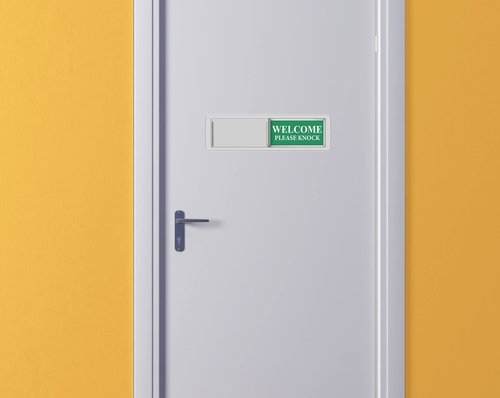 Magnetic Do Not Disturb Sign - Privacy Slider Door Hanger with Non-Scratch Surface, Reversible Indicator for Home Office, Restroom, Hotel, Hospital, Conference Room， 7"x2" Silver.