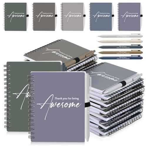 Honoson 30 Sets Spiral Notebook Sets Bulk Christmas Thank You Gift for Employee Appreciation Thank You for Being Awesome Inspirational Notepads with Bamboo Pen for Teacher(Gentle Morandi Color)