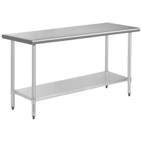 Stainless Steel Kitchen Work Table Work Table for Pre&Work 24 x 60 Inch NSF Metal Commercial Table w/Undershelf &Galvanized Legs Adjustable Table Foot Worktable Workstation for Kitchen Home Restaurant