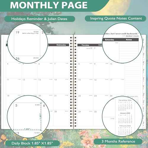 2026-2027 Monthly Planner - 2026-2027 Planner, Jan. 2026 - Dec. 2027, Monthly Planner/Calendar 2026 with Tabs, 9" x 11", Twin-wire Binding, Back Pocket, Note Pages