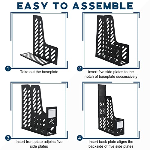 Glenmal 12 Pack Magazine Organizers Binder Organizer for Desk Plastic Vertical File Holder Magazine Racks Desk Accessories for Office, Home, or School (Black)