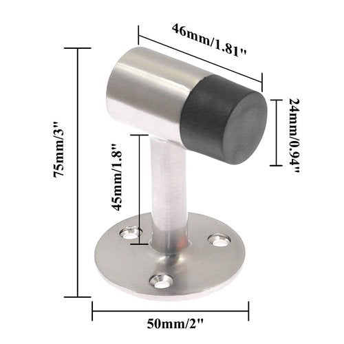 PHITUODA 3 Inch / 75mm Heavy Duty Floor Stop, Door Stopper Stainless Steel Brushed Nickel - Pack of 6