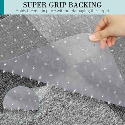 Office Chair Mat for Carpets, Clear Computer Desk Chair Mat for Low Carpeted Floors, Thick and Sturdy Carpet Protector, Easy Glide and Flat Without Curling(30'' x 48'' Rectangle)