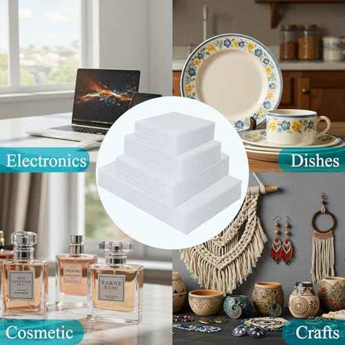 350 Pcs Dish Packing Supplies for Moving, 250 Cushion Foam Pouches and Sheets, 4 Sizes (16x12'', 12x12'', 12x8'', 8x8'') with 100 Fragile Stickers, Foam Pouches for Packing, Storage, Shipping