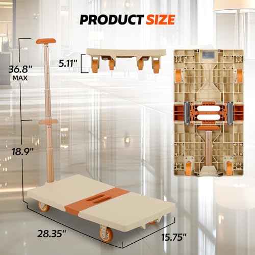 Foldable Shopping Cart,330lbs Folding Cart with Wheels, Utility Foldable Wagon,Collapsible Utility Cart for Camping, Groceries, Garden Care, Pet Stroller (28.35"¡¿15.75"¡¿18.9")