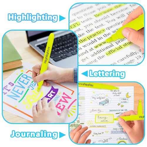 Highlighters Bulk - Quick-Dry No Bleed Markers for Office Classroom School Supplies Adults Kids Teachers Students (Yellow, 30)