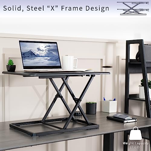 VIVO 26-Inch Black Single Top Standing Desk Converter | Ultra-Slim Riser
