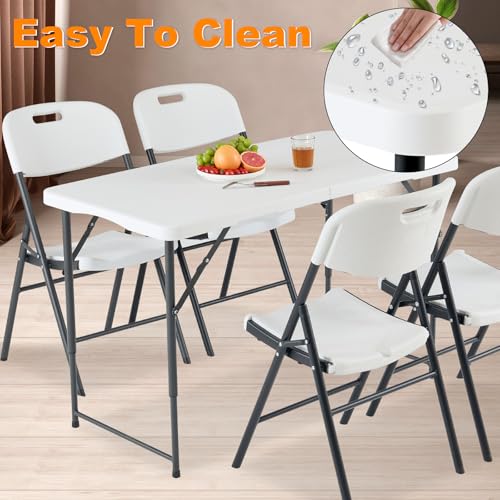 FROASISPRO 4ft Folding Portable Height-Adjustable Utility Table - White