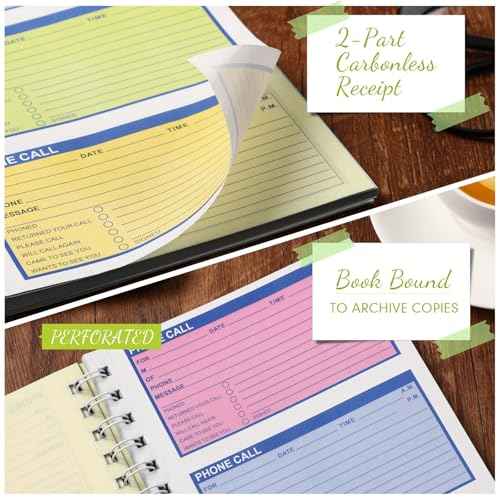 Sinmoe 16 Pcs Spiral Bound Phone Message Book with Carbon Copy 5-1/2" x 11" 2 Part Colorful Carbonless Telephone Message Pads Duplicate Spiral Phone Call Log Book for Business Office