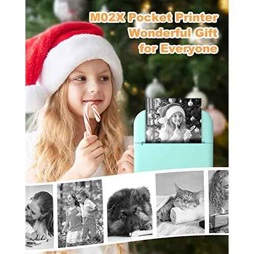 Phomemo Mini Pocket Printer- M02X Inkless Printer Blutooth Thermal Portable Sticker Printer for Study, DIY Scrapbook, Photos, Green