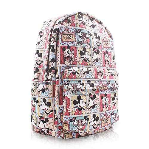 Finex Mickey Minnie Comic Style Canvas Backpack Casual Daypack with 15 in Laptop Storage Compartment