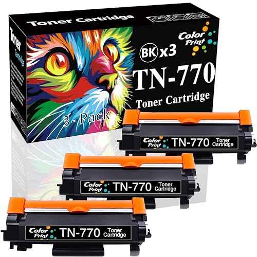 Color Print Compatible TN770 Toner Cartridge Black High Yield Replacement for Brother TN-770 TN 770 for HL-L2370DW HL-L2370DWXL MFC-L2750DW MFC-L2750DWXL HL-L2370DW XL MFC L2750DW Printer (3-Pack)
