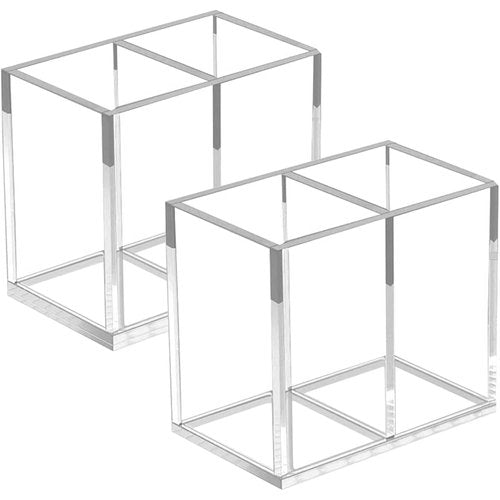 ZUDEE 2pcs Makeup Brush Holder, Acrylic Clear Organizer For Cosmetics, Pen Pencil Cup Holder For Desk