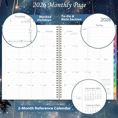 2026 Planner - Planner 2026, 2026 Planner weekly and monthly, January 2026 - December 2026, 8.5" x 11", 2026 Calendar Planner with Colourful Tabs, Inner Pocket, Premium Paper, Twin-wire Binding - Galaxy