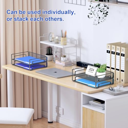 Black Samstar 4-Pack Stackable Mesh Letter Paper Trays Desk Organizer