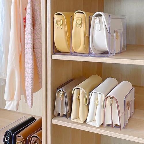 YAGELI Clear Acrylic Purse Organizer 2-Pack with 3 Compartments, Fits Clutches & Handbags
