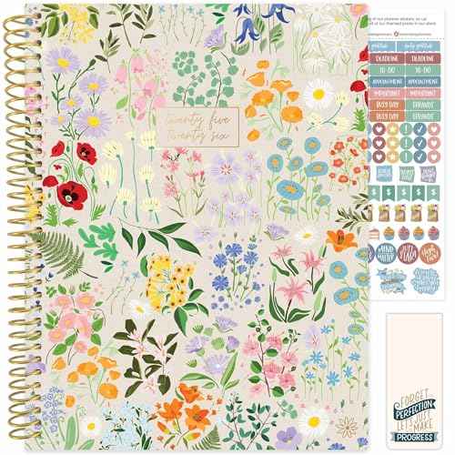 bloom daily planners 2025-2026 (8.5" x 11") Academic Year Day Planner (July 2025 - July 2026) - Weekly & Monthly Dated Agenda Organizer with Stickers & Tabs - Garden Party, Beige