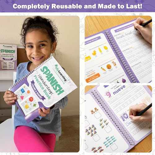 Spanish Starter Kit - Reusable Bilingual Copybooks for Kids - Large Espa?ol Writing Practice Books - Magic Ink, Groove Handwriting Workbooks