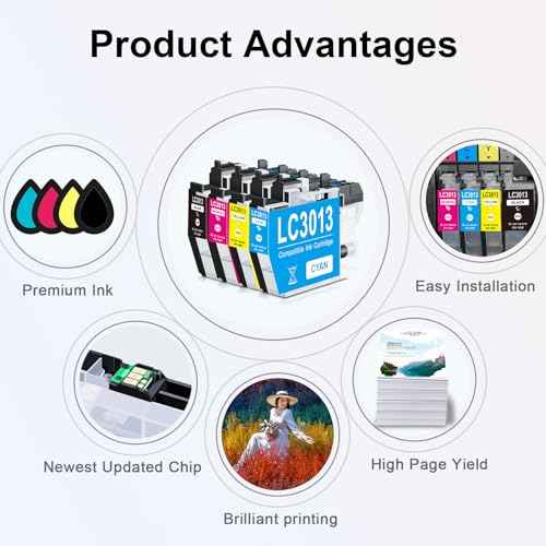 LC3013 Ink Cartridges BK/C/M/Y Compatible Replacement for Brother LC3013 LC3011 High Yield Work for Brother MFC-J497DW MFC-J491DW MFC-J690DW MFC-J895DW Printer (12-Pack,3BK/3C/3M/3Y)