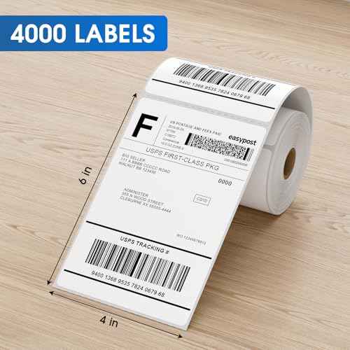 MaxGear 4" x 6" Direct Thermal Labels, 4000 Pcs/16 Rolls, Perforated White Mailing Shipping Package Labels, Commercial Grade, Permanent Adhesive, Compatible with Most Thermal Printers