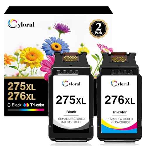 275XL 276XL for Canon 275 and 276 Ink Cartridges for Canon TS3722 Ink Cartridges Pixma TS3700 TS3720 TS3500 TS3520 TS3522 TR4700 TR4720 TR4722 Remanufactured PG-275 CL-276 XL (Black Color)