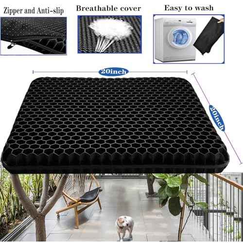 Plus Size Gel Seat Cushion for Long Sitting, Extra Large and Thick, Seat Cushion for Back, Sciatica, Hip, Tailbone Pain Relief, Used for The Office, Wheelchair, Car, Truck, Recliner, Stadium. (Black)
