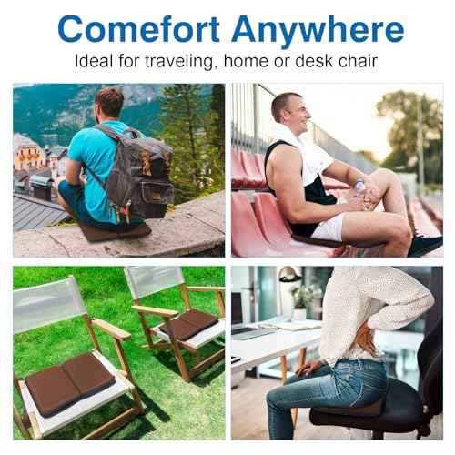 Gel Seat Cushion, Foldable Cushion for Office, Airplane Seats, Camping, Bleachers, Flights, Wheelchair, Commute-Portable Travel Cushions