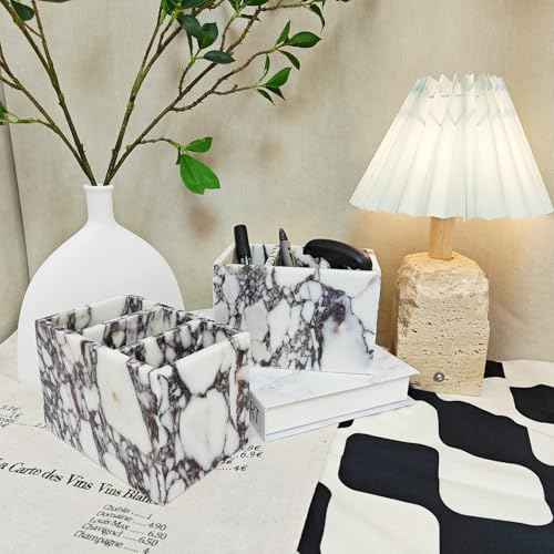 Natural Marble 3-Tier Organizer Box - Multi-Purpose Desktop Storage for Office Supplies, Kitchen Utensils, Makeup Brushes & Bathroom Essentials