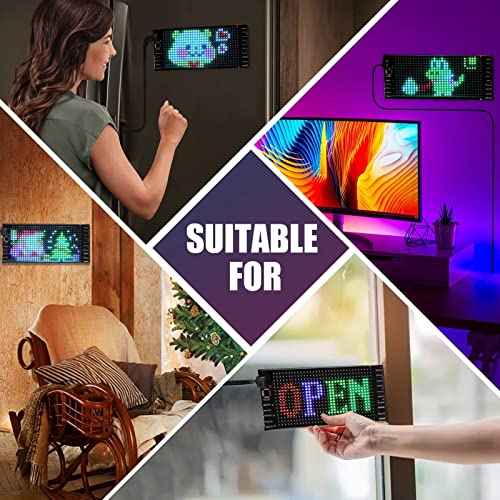RAYHOME LED Sign for Car, 7''x3''Flexible LED Matrix Panel USB 5V Bluetooth Application Control DIY Programmable Scrolling Sign for Car Party Wedding Festival
