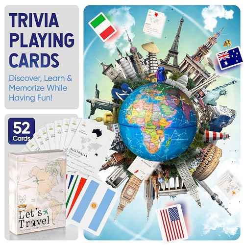 9" Illuminated Educational Kids World Globe + STEM Flags & Countries Interactive Card Game. 3 in 1 Children Desktop Spinning Earth Political & Constellation Maps, LED Night Light Lamp