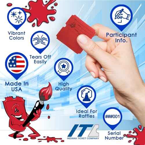 INDIANA TICKET CO. Raffle Tickets Double Roll, 5 Rolls 2,000 Tickets, 1 Roll Each Red, Blue, Green, White & Yellow, Premium Quality 50/50, Events Tickets (Pack of 5)