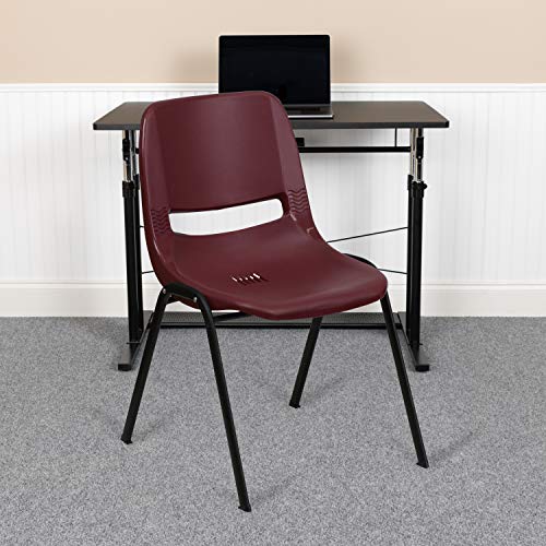 Flash Furniture HERCULES Series 880 lb. Capacity Burgundy Ergonomic Shell Stack Chair with Black Frame