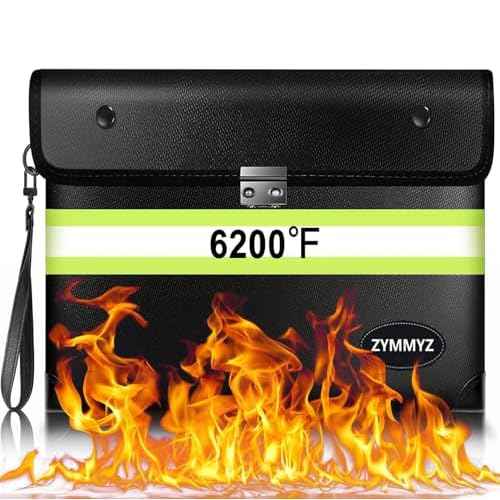 6200¢µ Insulated Fire Proof Money Bag for Cash with Lock,Fireproof Waterproof Document Pouches with Double-Sided Reflective Strip,Money Envelopes for Cash,Valuables,Jewelry