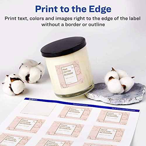 Avery Durable Waterproof Square Labels, Sure Feed Technology, 2" x 2", 300 Total, Oil and Tear-Resistant Waterproof Labels, Print-to-The-Edge, Laser/Pigment-Based Inkjet Printable