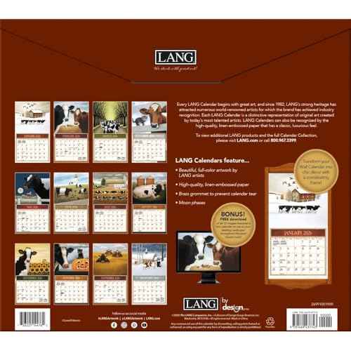 Lang Companies, Cows Cows Cows 2026 Wall Calendar by Lowell Herrero, 13.4'' X 12'', 12-Month Calendar with Stapled Binding