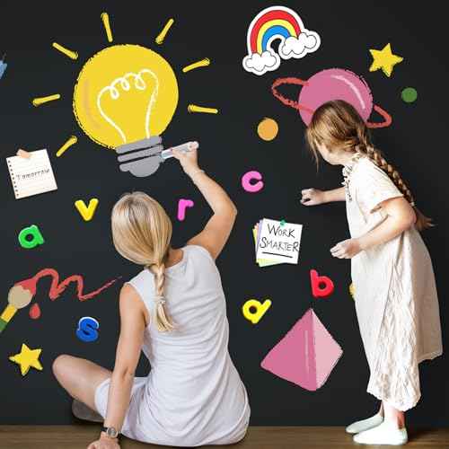 Magnetic Chalkboard Contact Paper for Wall, 48" X 36" Adhesive Blackboard Sticker, Chalk Board Magnet Wall for Kids Playroom Classrooms, Includes Dust-Free Chalks & Wipe Cloth & Magnet