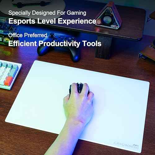 Glass Mouse Pad Micro Etched Surface and Whole Silicone Base,Improved Precision and Speed,Durable, Easy to Clean, Suitable for Gaming and Office Use (White)
