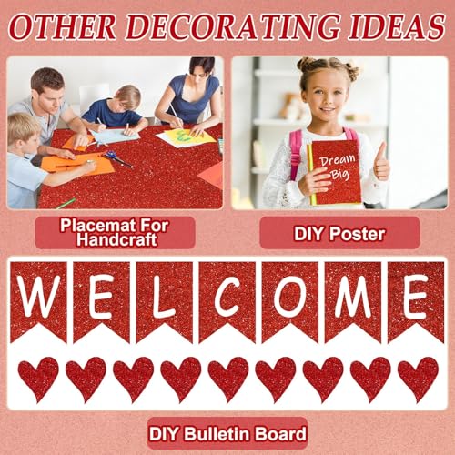 Deep Red Glitter Bulletin Board Paper Roll for Decorations & Crafts