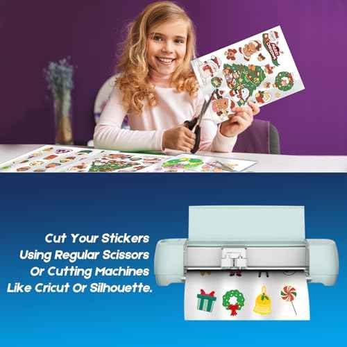 Premium Printable Vinyl Inkjet Stickers -30 Sheets Glossy White 8.5x11 Inch Sticker Paper,Suitable for inkjet printers£¬Waterproof£¬Fast Drying Vivid Colours, Retain Ink Well,Tear Resistant