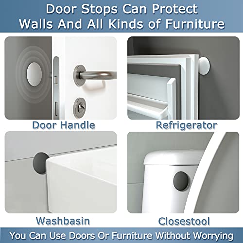 XoYoZo Round-White Door Stopper Wall Protector Silencer – Self-Adhesive Rubber Bumper
