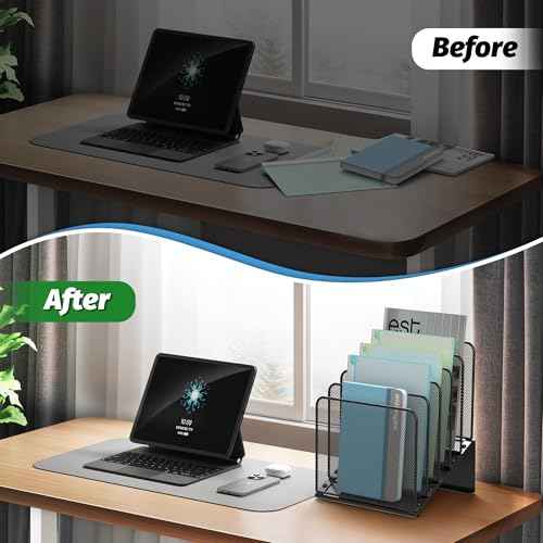 2 Pack Inclined 5-Section Desk File Organizer, Vertical File Folder Holder File Sorter Desktop Organization for Office Classroom