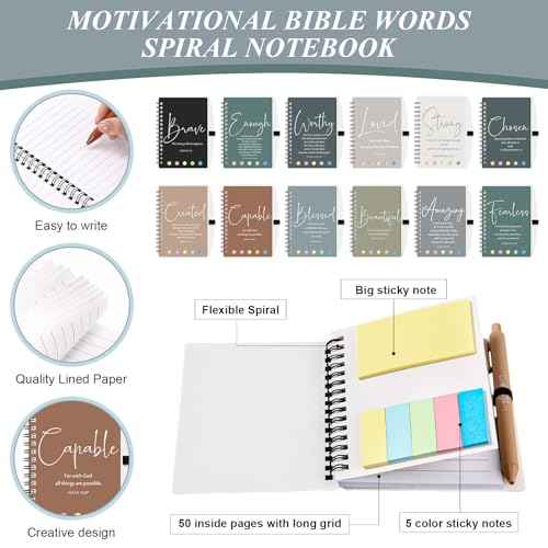 Kosiz 24 Sets/48 Pcs Christian Gifts Bulk Religious Prayer Journal Inspirational Scripture Notebooks with Bible Pen Christmas Church Gift for Women Men Grandparents Pastor Sunday School (Boho Color)